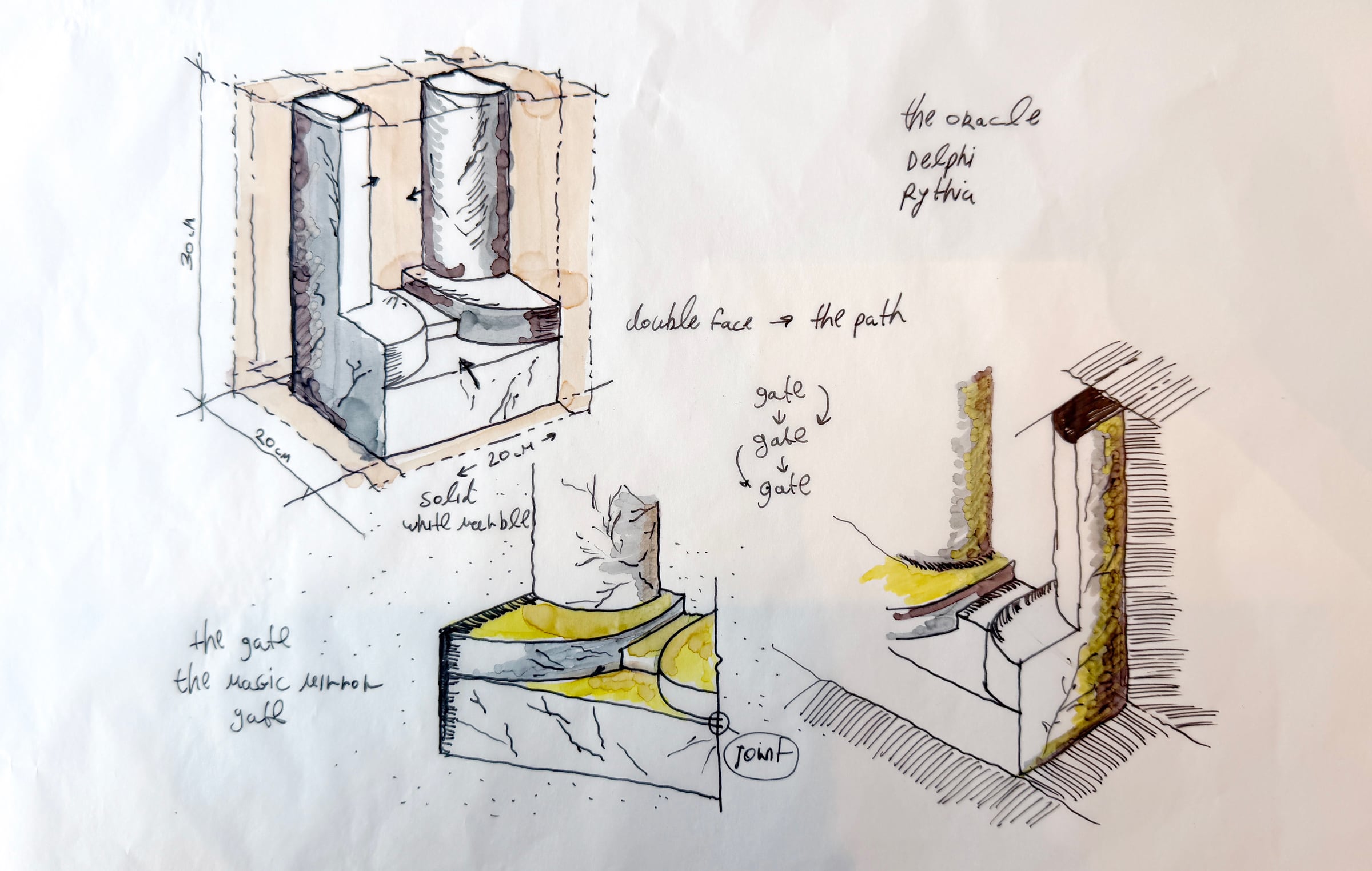 Kfir Galatia Azulay sketching a form from the Eternal Structures series